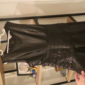 Girls Faux Leather fit and flare dress Size 12